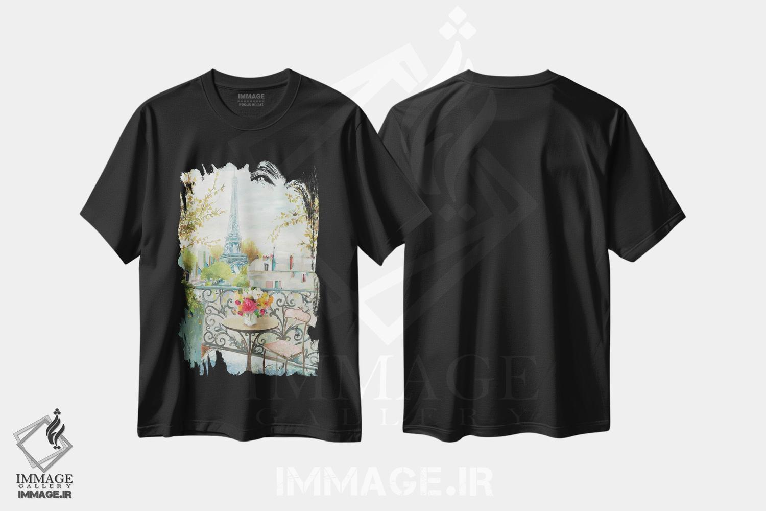 تیشرت طرح دار پاریس در ظهر، تزئینی اثر آلیسون پیرس | فروشگاه ایماژ