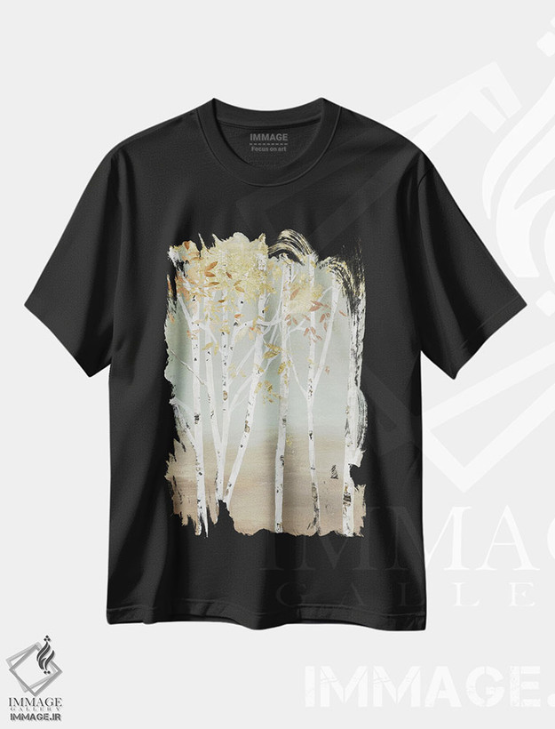 تیشرت طرح دار غان طلایی، تزئینی اثر آلیسون پیرس | فروشگاه ایماژ