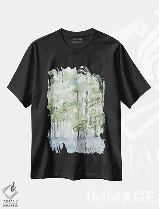 تیشرت طرح دار جنگل روشن، تزئینی اثر آلیسون پیرس | فروشگاه ایماژ