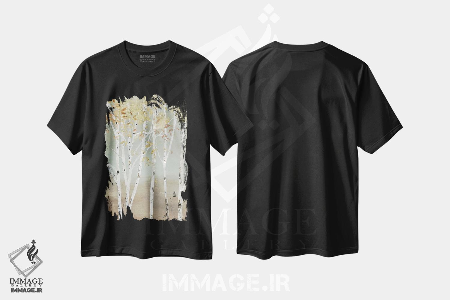 تیشرت طرح دار غان طلایی، تزئینی اثر آلیسون پیرس | فروشگاه ایماژ