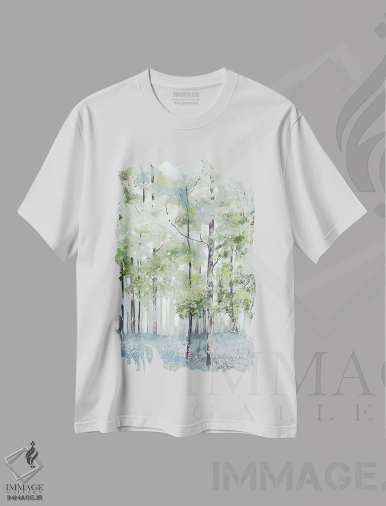 تیشرت طرح دار جنگل روشن، تزئینی اثر آلیسون پیرس | immage.ir