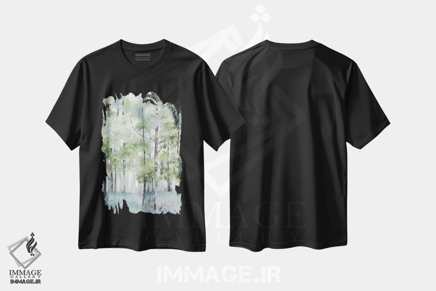 تیشرت طرح دار جنگل روشن، تزئینی اثر آلیسون پیرس | فروشگاه ایماژ