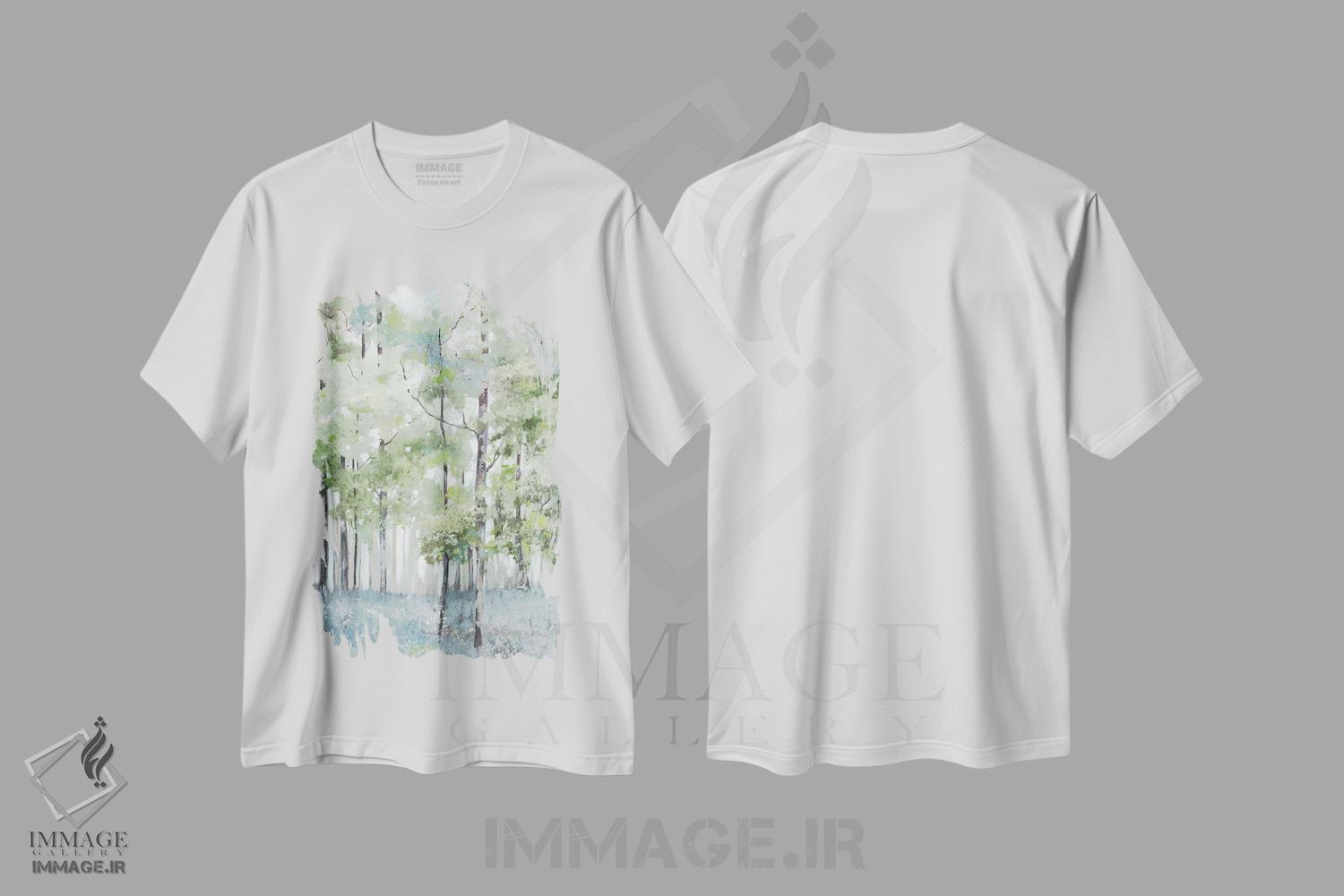 تیشرت طرح دار جنگل روشن، تزئینی اثر آلیسون پیرس | immage.ir