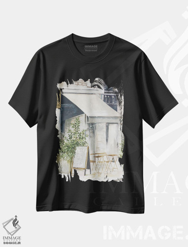 تیشرت طرح دار کافهٔ پاریس I، دکور معاصر اثر آلیسون پیرس | فروشگاه ایماژ