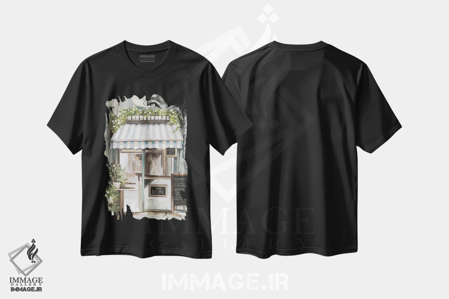 تیشرت طرح دار کافهٔ پاریس II، دکور معاصر اثر آلیسون پیرس | فروشگاه ایماژ
