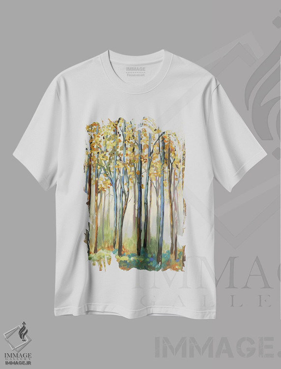 تیشرت طرح دار برگ های طلایی، تزئینی اثر آلیسون پیرس | immage.ir