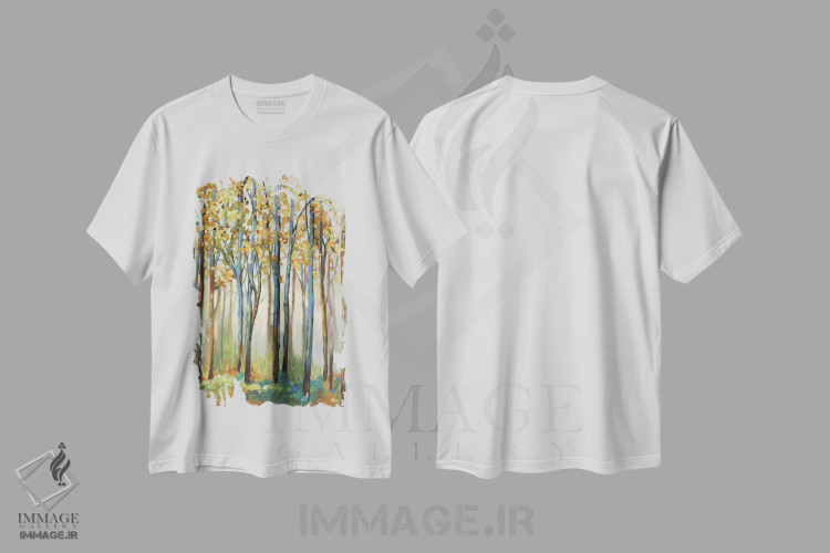 تیشرت طرح دار برگ های طلایی، تزئینی اثر آلیسون پیرس | immage.ir