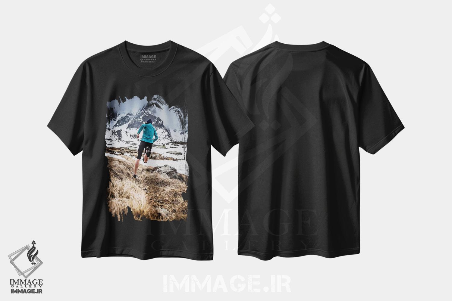 تیشرت طرح دار دوندهٔ مسیر در پلن د لایگوئی، شامونی، فرانسه، تصاویر اکشن اثر الکس بیوس | فروشگاه ایماژ