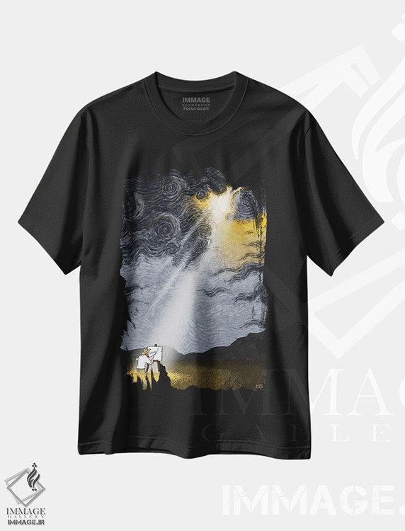 تیشرت طرح دار الهام، تزئینی اثر علیرضا کریمی مقدم | فروشگاه ایماژ