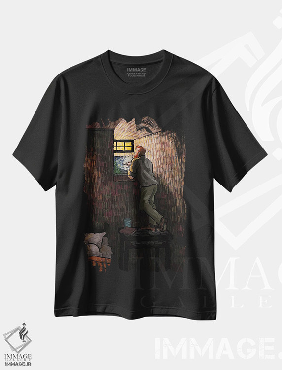 تیشرت طرح دار پنجرهٔ کوچک، تزئینی اثر علیرضا کریمی مقدم | فروشگاه ایماژ