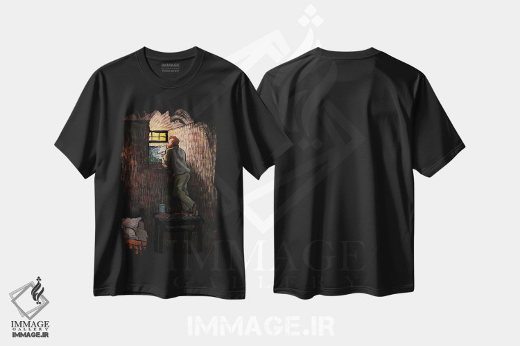 تیشرت طرح دار پنجرهٔ کوچک، تزئینی اثر علیرضا کریمی مقدم | فروشگاه ایماژ