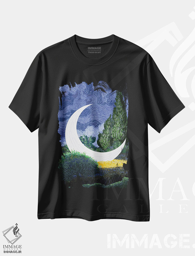 تیشرت طرح دار ماه در مزرعه گندم، تزئینی اثر علیرضا کریمی مقدم | فروشگاه ایماژ