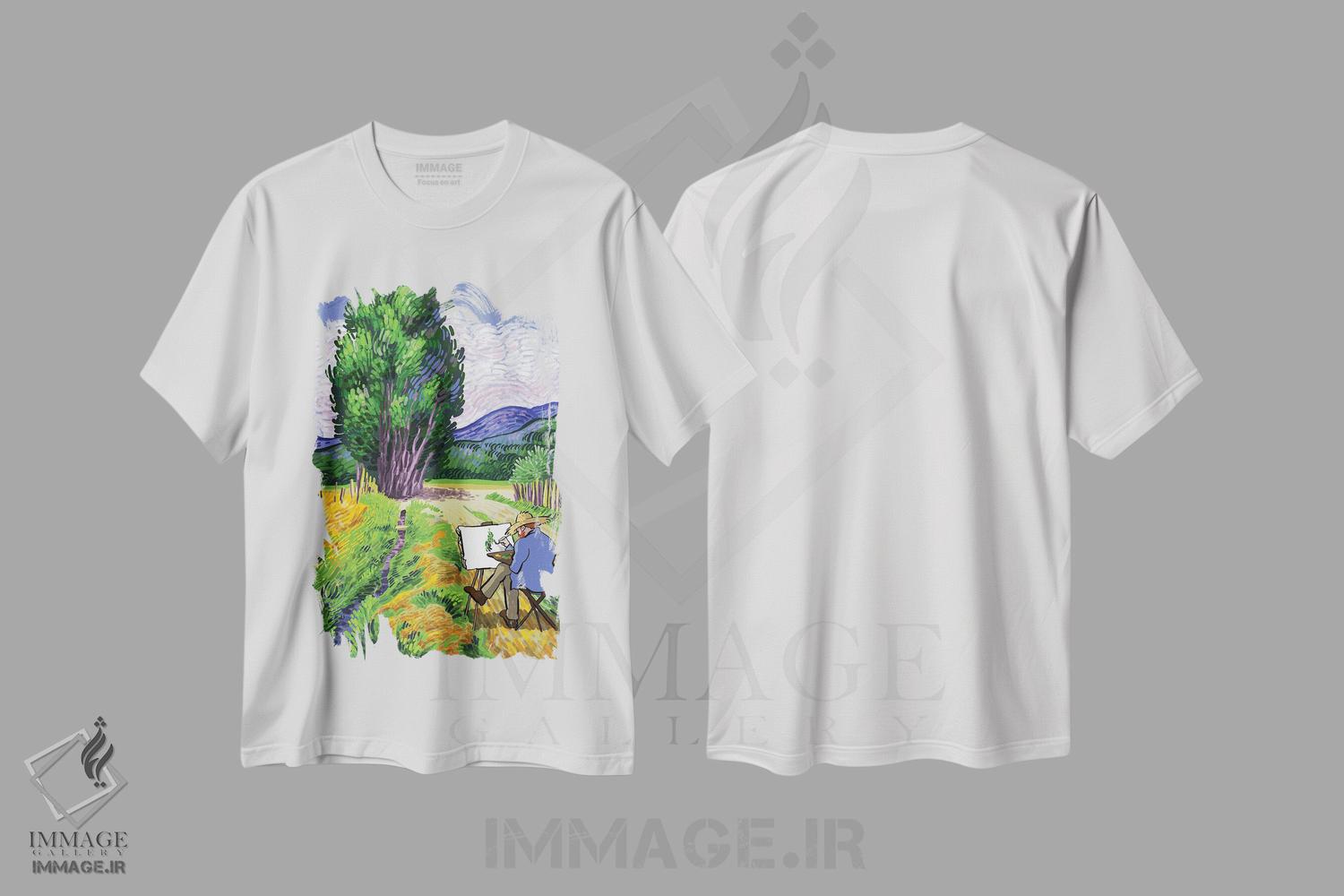 تیشرت طرح دار نقاش در طبیعت، تزئینی اثر علیرضا کریمی مقدم | immage.ir