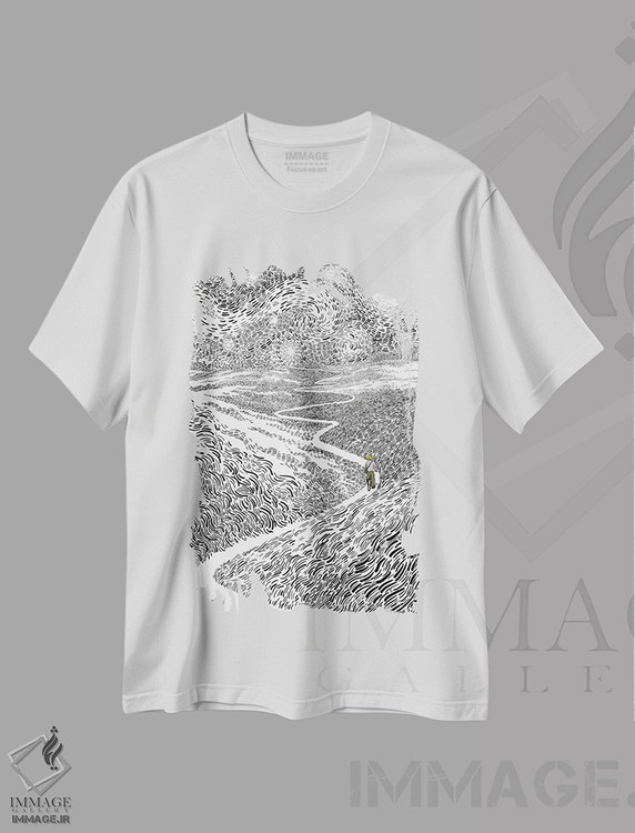 تیشرت طرح دار در طول مسیر، هنر تزئینی سیاه و سفید اثر علیرضا کریمی مقدم | immage.ir