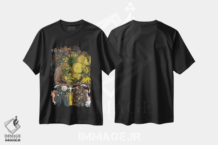 تیشرت طرح دار یادگاری آفتابگردان، تزئینی اثر علیرضا کریمی مقدم | فروشگاه ایماژ