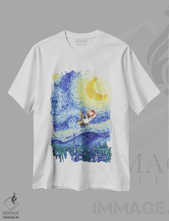 تیشرت طرح دار تاب سواری روی ماه، تزئینی اثر علیرضا کریمی مقدم | immage.ir