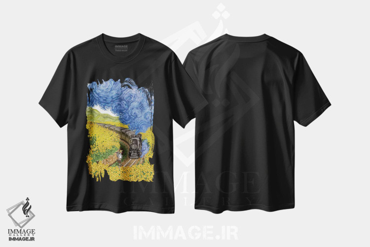 تیشرت طرح دار ایستگاه آفتابگردان، تزئینی اثر علیرضا کریمی مقدم | فروشگاه ایماژ
