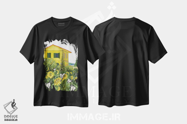 تیشرت طرح دار خانهٔ زرد، تزئینی اثر علیرضا کریمی مقدم | فروشگاه ایماژ