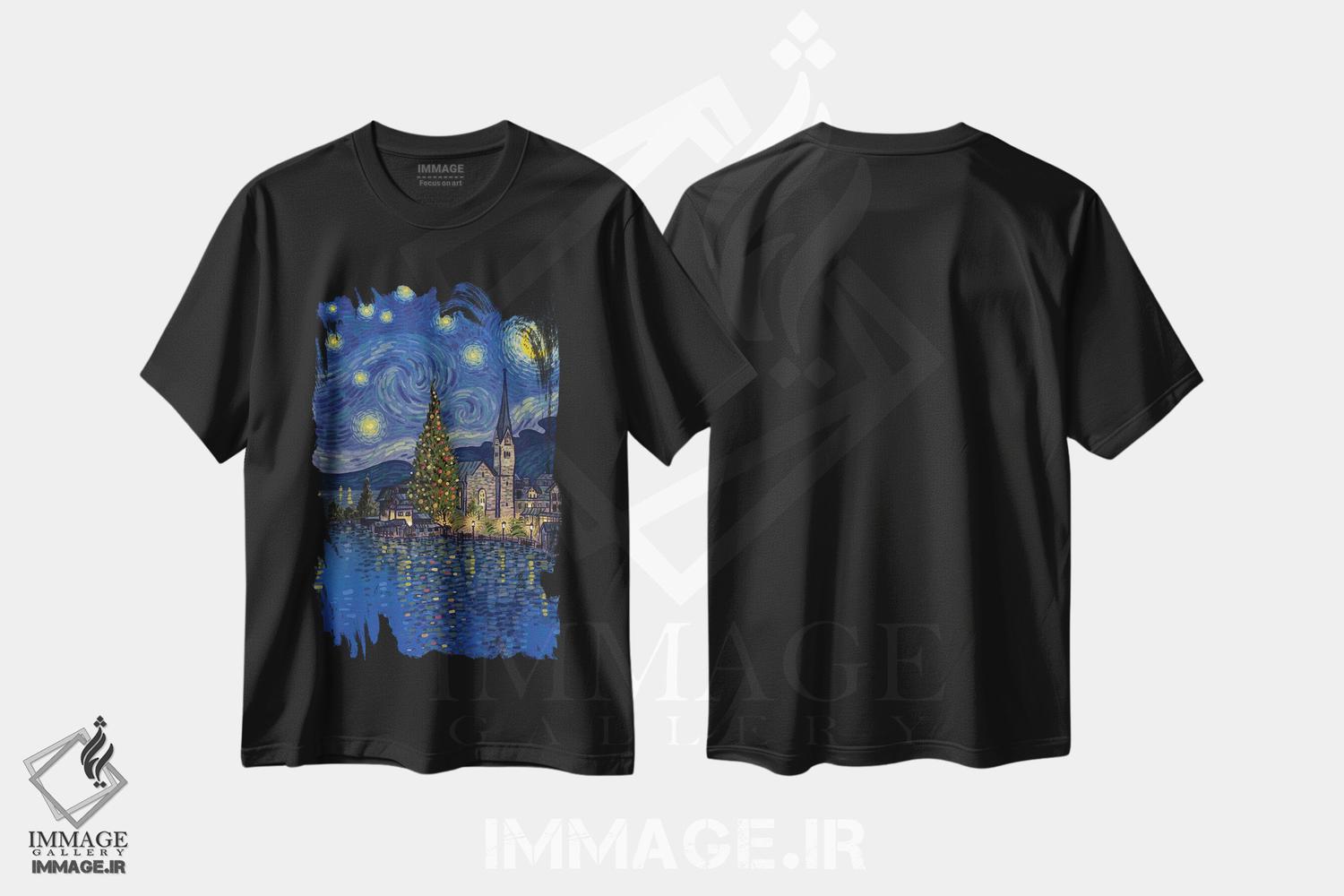 تیشرت طرح دار دریاچهٔ کریسمس، تزئینی اثر علیرضا کریمی مقدم | فروشگاه ایماژ