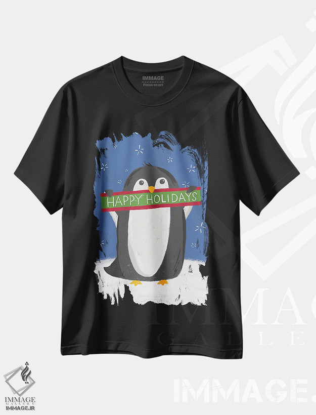 تیشرت طرح دار تعطیلات شادی داشته باشید، حیوانات کریسمسی اثر آماندا مک گی | فروشگاه ایماژ