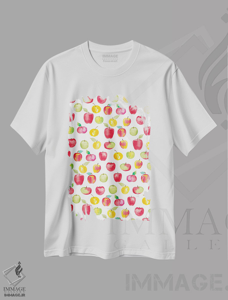 تیشرت طرح دار برداشت سیب سه، تزئینی اثر آماندا مک گی | immage.ir