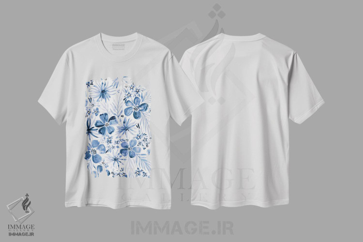 تیشرت طرح دار حال وهوای نیلی یک، تزئینی اثر آماندا مک گی | immage.ir