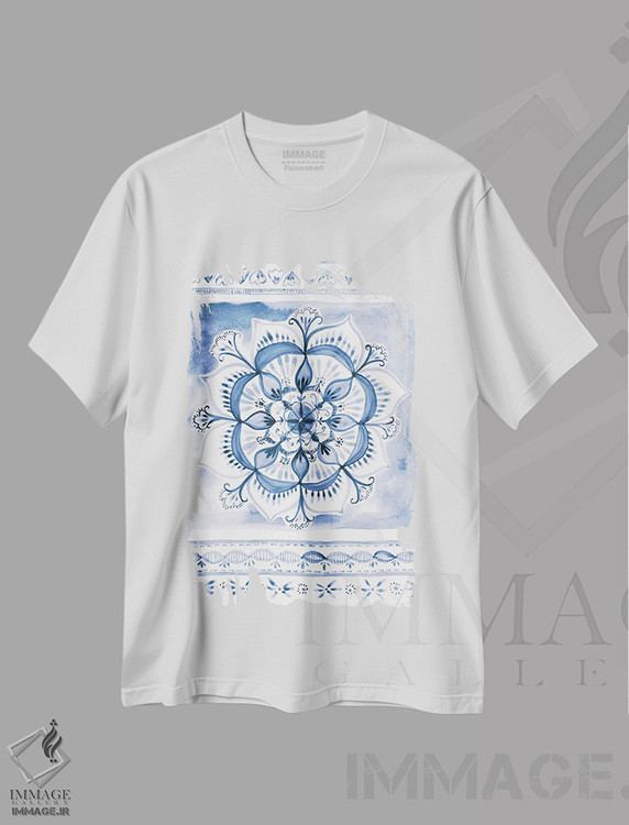 تیشرت طرح دار حال وهوای نیلی دو، تزئینی اثر آماندا مک گی | immage.ir