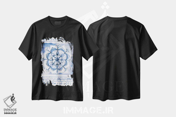 تیشرت طرح دار حال وهوای نیلی دو، تزئینی اثر آماندا مک گی | فروشگاه ایماژ