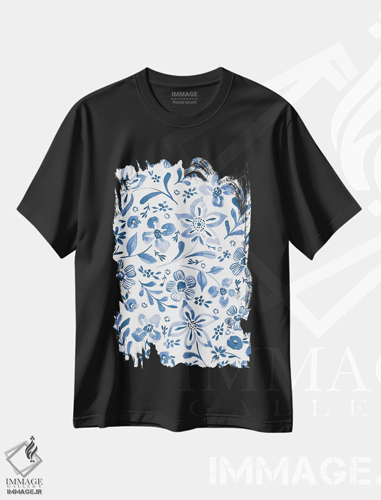 تیشرت طرح دار حال وهوای نیلی چهار، تزئینی اثر آماندا مک گی | فروشگاه ایماژ