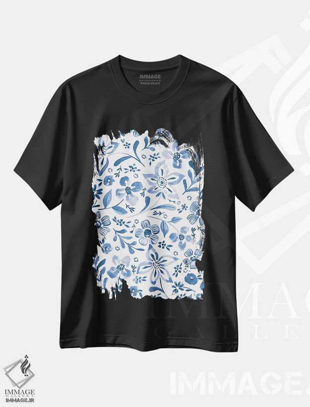 تیشرت طرح دار حال وهوای نیلی چهار، تزئینی اثر آماندا مک گی | فروشگاه ایماژ