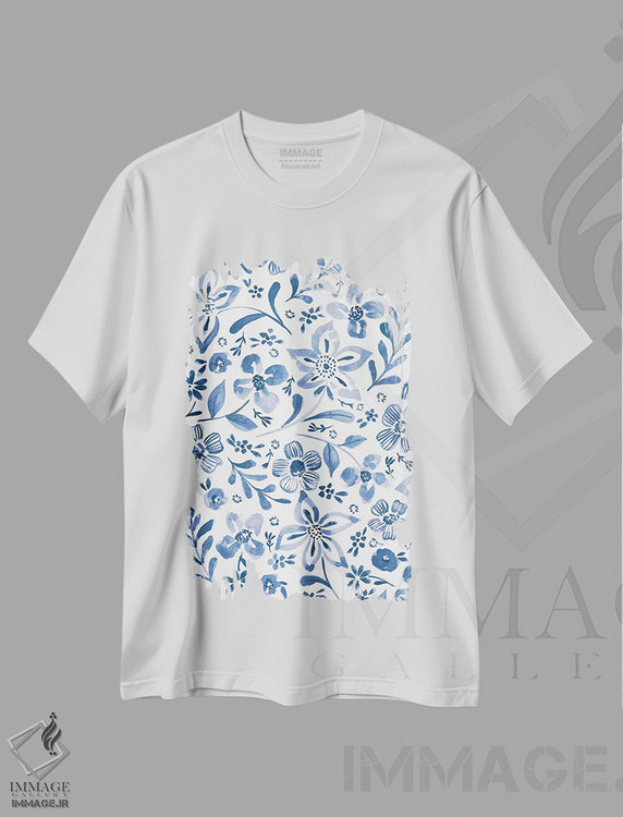 تیشرت طرح دار حال وهوای نیلی چهار، تزئینی اثر آماندا مک گی | immage.ir