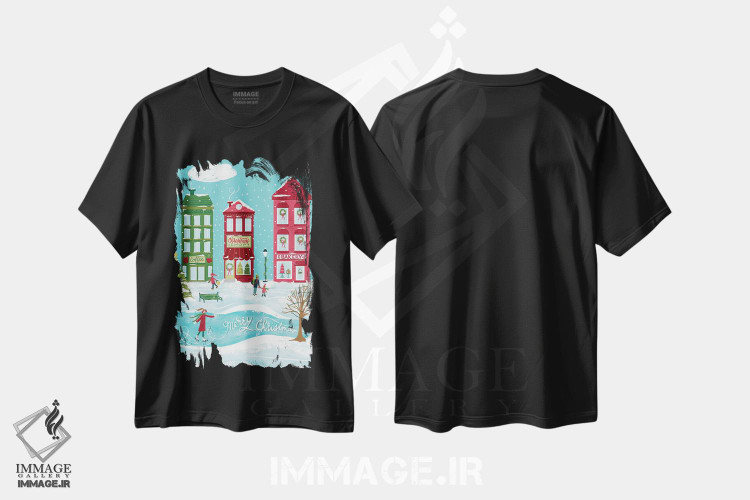 تیشرت طرح دار شهر کریسمسی، تابلو و عبار ت های کریسمسی اثر آماندا مک گی | فروشگاه ایماژ