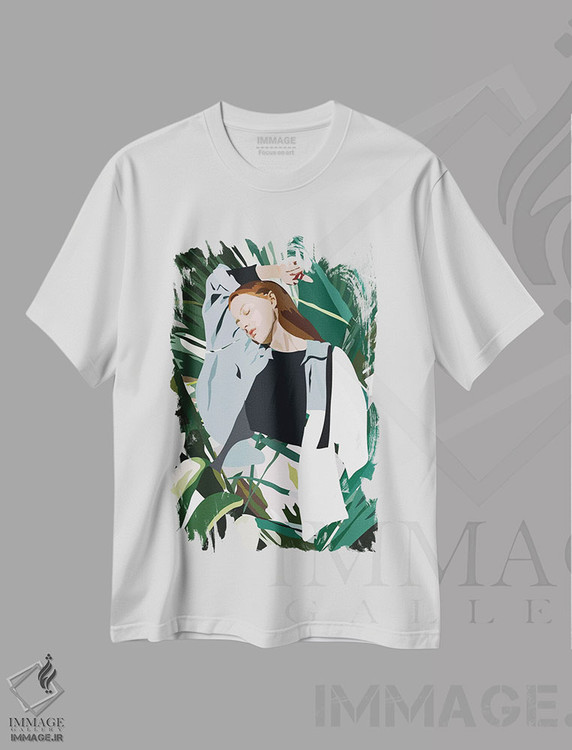 تیشرت طرح دار بانوی آبی، تزئینی اثر آنا مک کی | immage.ir
