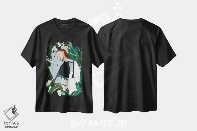 تیشرت طرح دار بانوی آبی، تزئینی اثر آنا مک کی | فروشگاه ایماژ