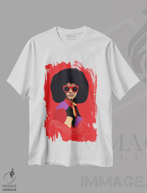 تیشرت طرح دار آفرو فمنیستی، هنر آمریکایی آفریقایی تبار اثر آنا مک کی | immage.ir