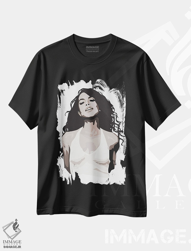 تیشرت طرح دار آلیا سیاه و سفید، هنر آمریکایی آفریقایی تبار اثر آنا مک کی | فروشگاه ایماژ