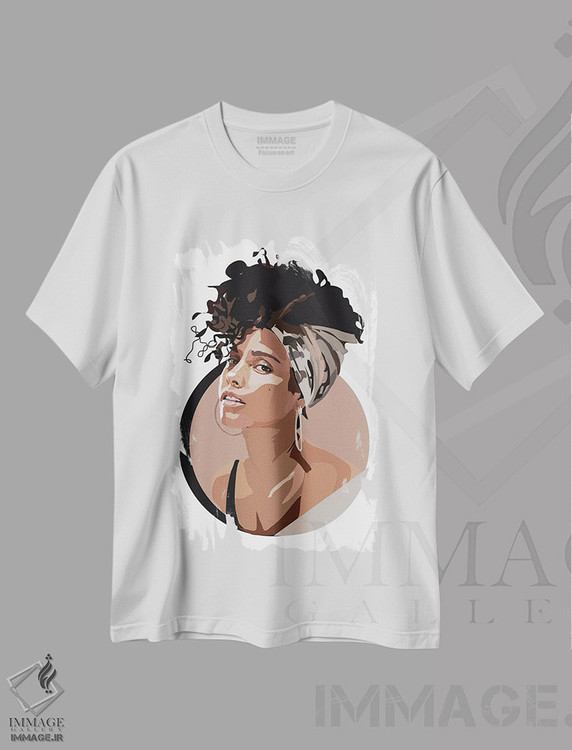 تیشرت طرح دار آلیشیا کیز، هنر آمریکایی آفریقایی تبار اثر آنا مک کی | immage.ir