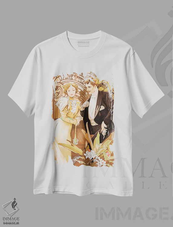 تیشرت طرح دار دلبری، وینتیج و رترو اثر آلفونس موخا | immage.ir