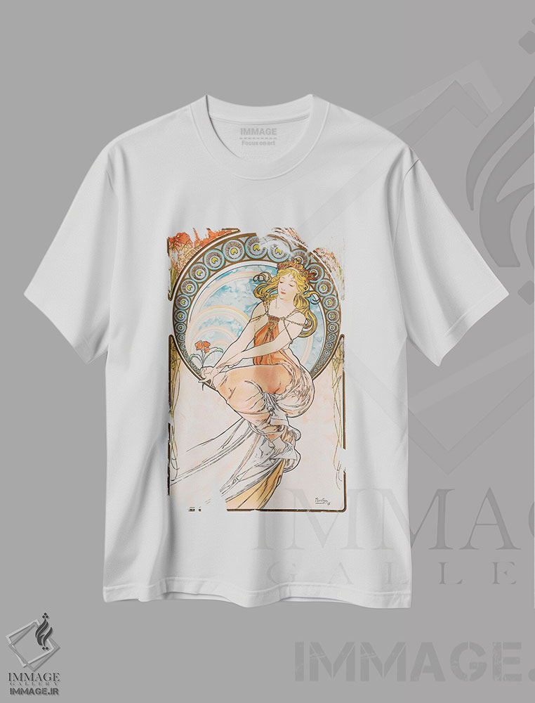 تیشرت طرح دار سوسن، وینتیج و رترو اثر آلفونس موخا | immage.ir