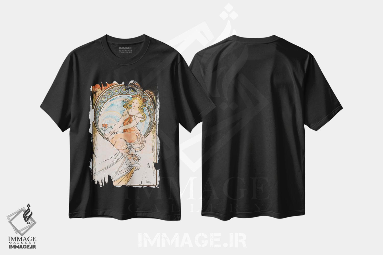 تیشرت طرح دار سوسن، وینتیج و رترو اثر آلفونس موخا | فروشگاه ایماژ