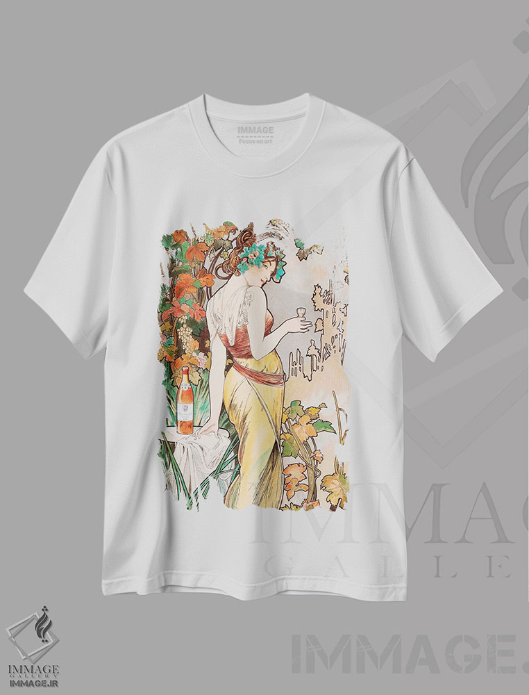 تیشرت طرح دار کنیاک، وینتیج و رترو اثر آلفونس موخا | immage.ir