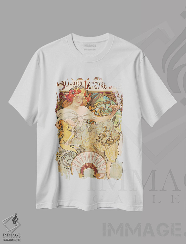 تیشرت طرح دار بیسکویت لفرور-اوتیل، ۱۸۹۶، وینتیج و رترو اثر آلفونس موخا | immage.ir