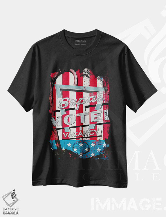 تیشرت طرح دار بمان سرخ، سفید و …، دکور آمریکایی اثر فایو بای فایو کالکتیو | فروشگاه ایماژ