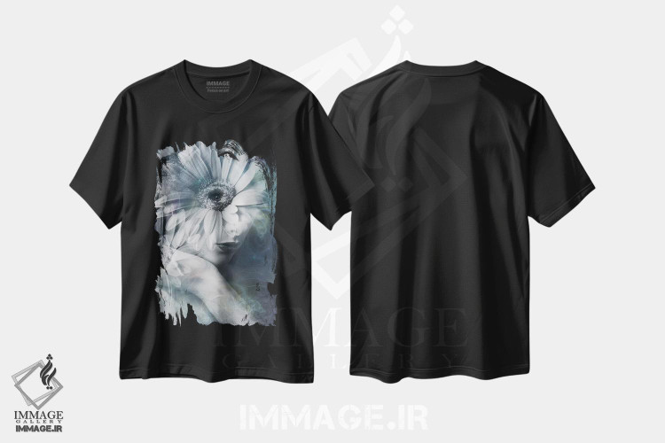تیشرت طرح دار دختر گل، عکاسی دو نوردهی اثر تاتیانا آم رِین | فروشگاه ایماژ