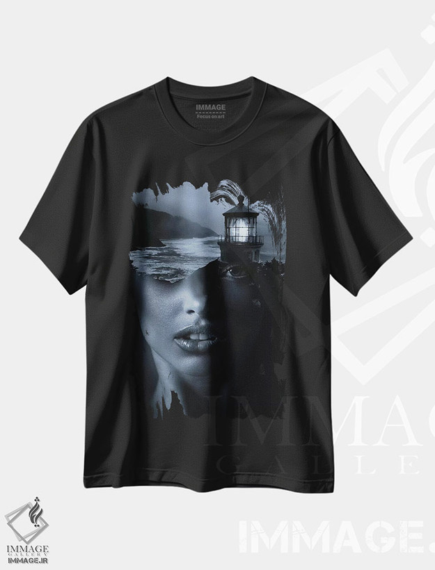 تیشرت طرح دار فانوس دریایی آبی، عکاسی دو نوردهی اثر تاتیانا آم رِین | فروشگاه ایماژ