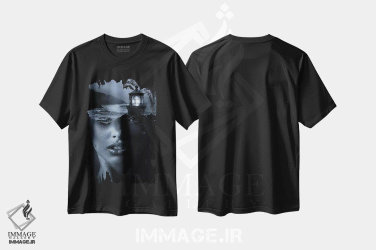 تیشرت طرح دار فانوس دریایی آبی، عکاسی دو نوردهی اثر تاتیانا آم رِین | فروشگاه ایماژ