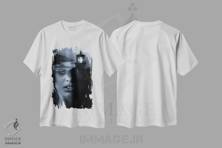 تیشرت طرح دار فانوس دریایی آبی، عکاسی دو نوردهی اثر تاتیانا آم رِین | immage.ir