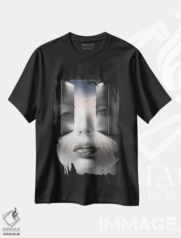 تیشرت طرح دار ذهنت را باز کن، عکاسی دو نوردهی اثر تاتیانا آم رِین | فروشگاه ایماژ