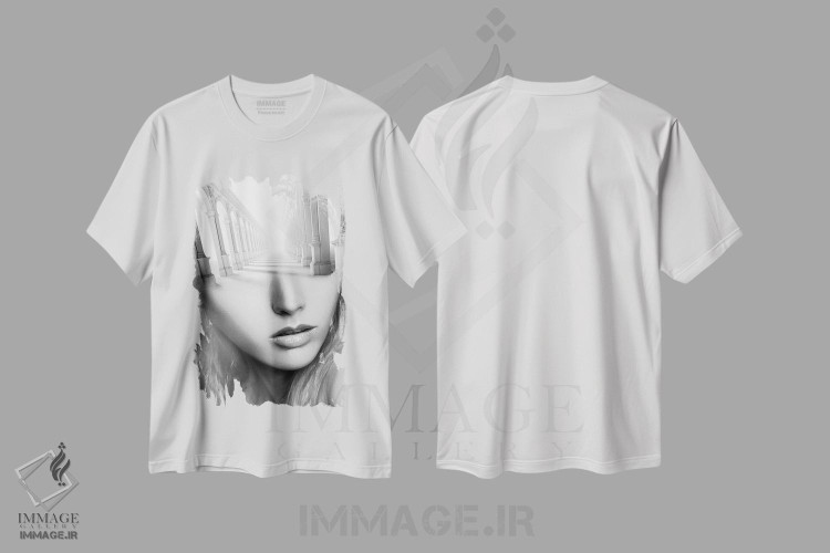 تیشرت طرح دار بانوی عتیقه، عکاسی سیاه و سفید اثر تاتیانا آم رِین | immage.ir