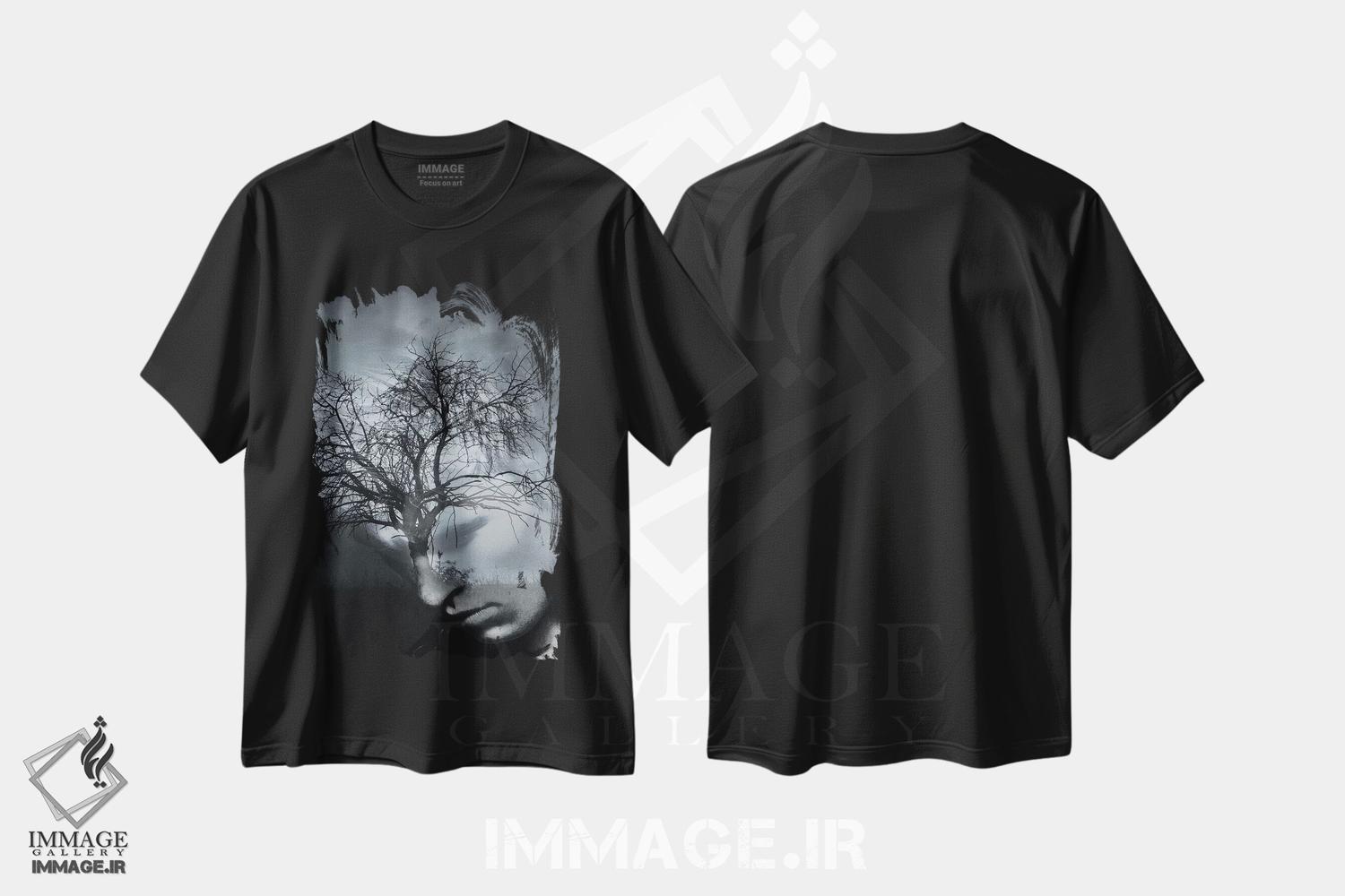تیشرت طرح دار مرد درختی II، عکاسی دو نوردهی اثر تاتیانا آم رِین | فروشگاه ایماژ